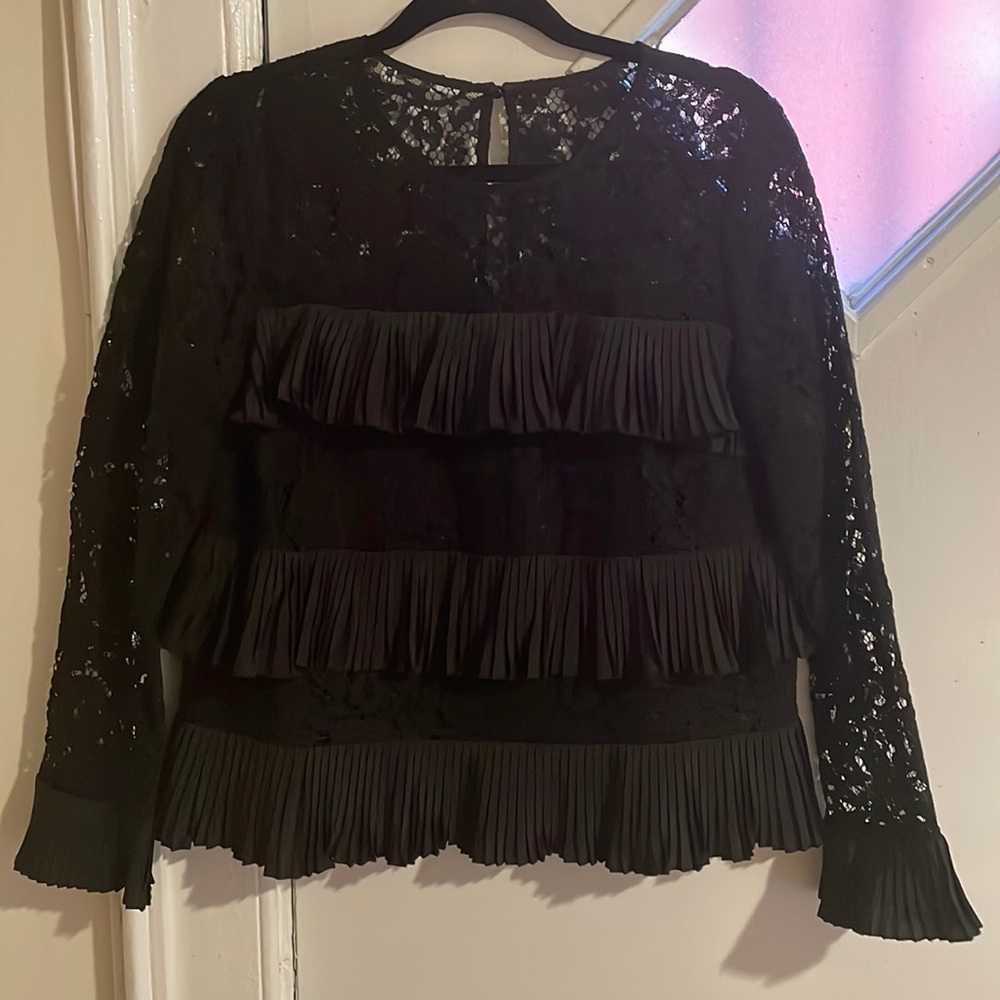 Jcrew black lace and satin top